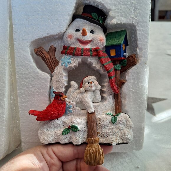 Snowman Stocking Holder By Seasonal Specialties Heavy Resin Country Christmas - Picture 2 of 8